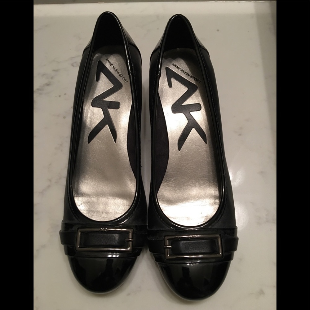 Anne Klein black wedges.